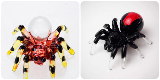 Spider Figurine Blown Glass Animal Figurine Black Hand Blown Art Insect Collectible Halloween Decor