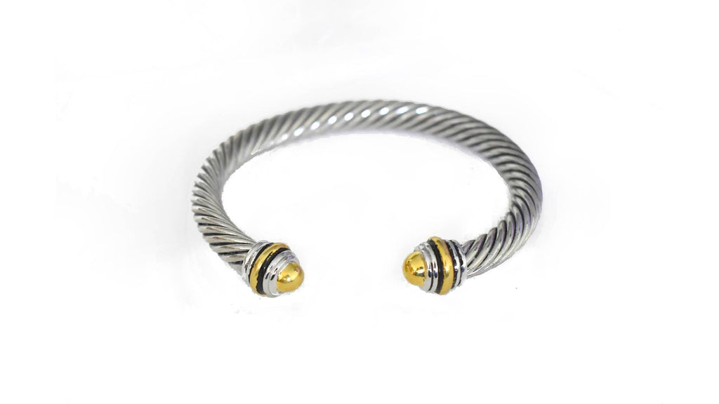 Elegant Two-Tone Stainless Steel Bangle Silver & Gold Color Jewelry