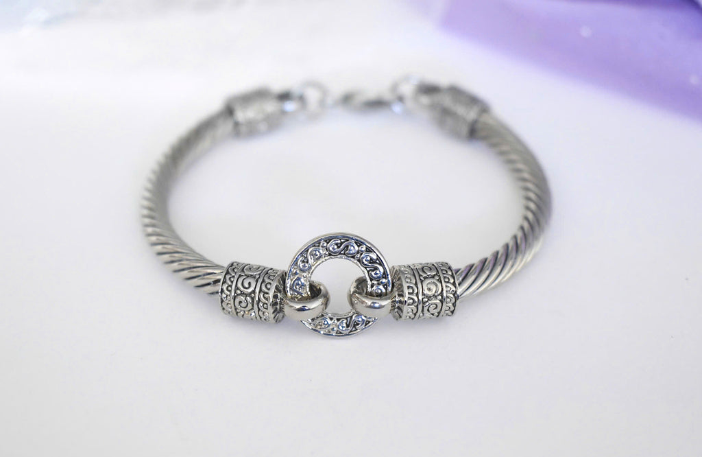 Elegant Two-Tone Stainless Steel Bangle Silver & Gold Color Jewelry