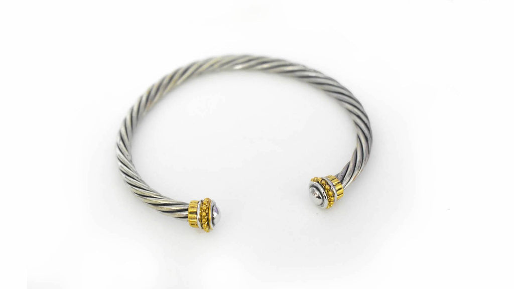 Elegant Two-Tone Stainless Steel Bangle Silver & Gold Color Jewelry