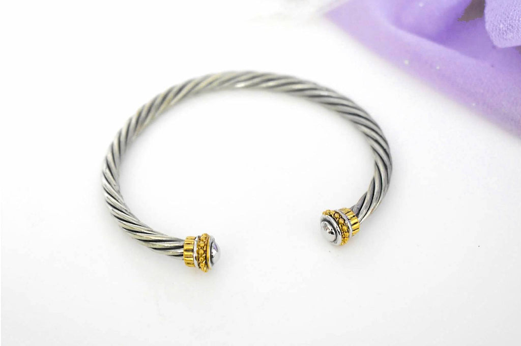 Elegant Two-Tone Stainless Steel Bangle Silver & Gold Color Jewelry