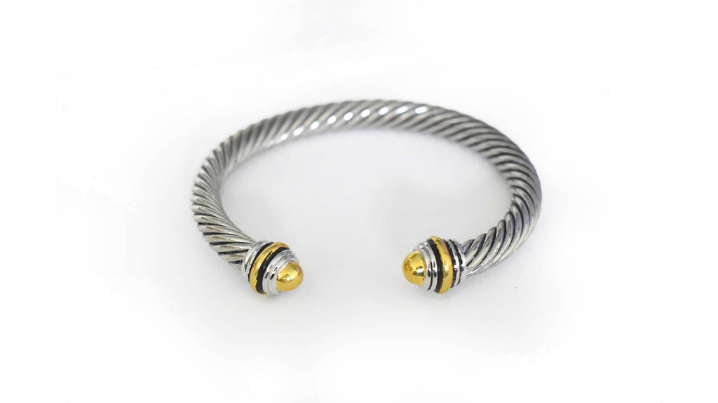Elegant Two-Tone Stainless Steel Bangle Silver & Gold Color Jewelry