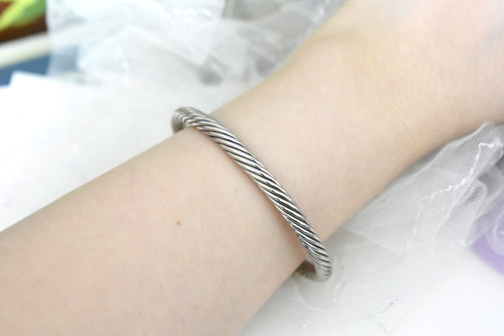 Elegant Two-Tone Stainless Steel Bangle Silver & Gold Color Jewelry