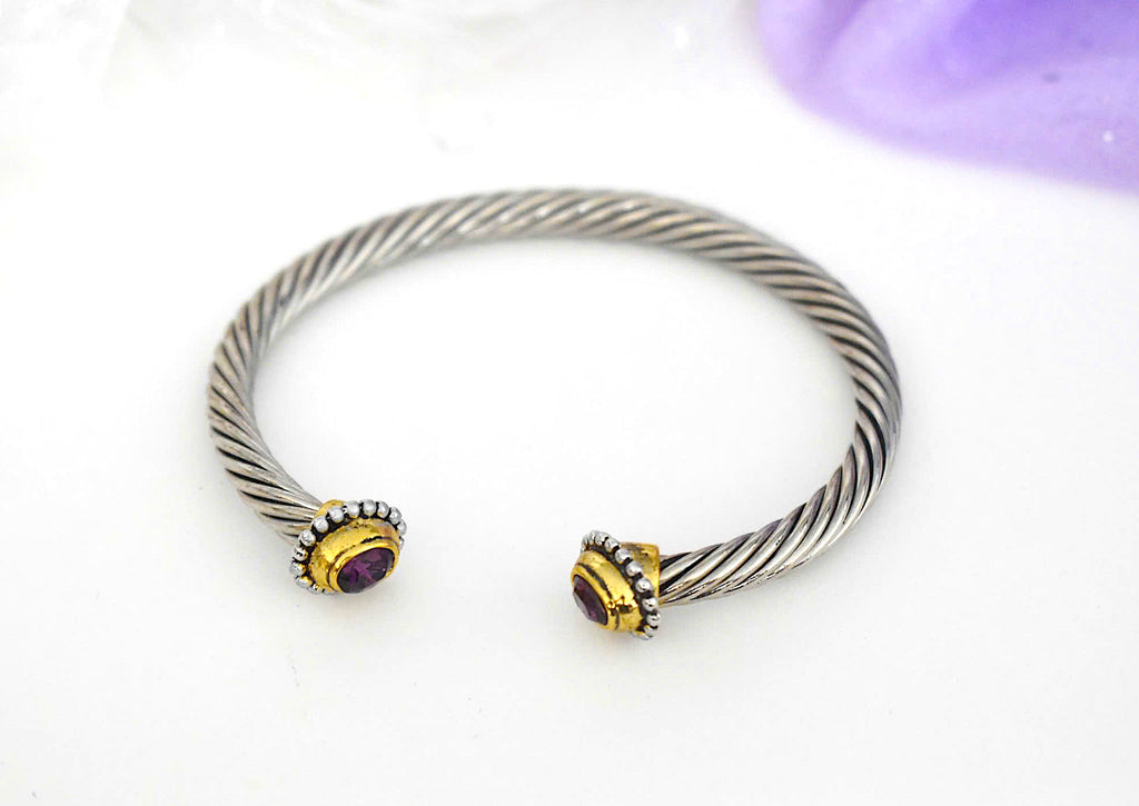 Elegant Two-Tone Stainless Steel Bangle Silver & Gold Color Jewelry