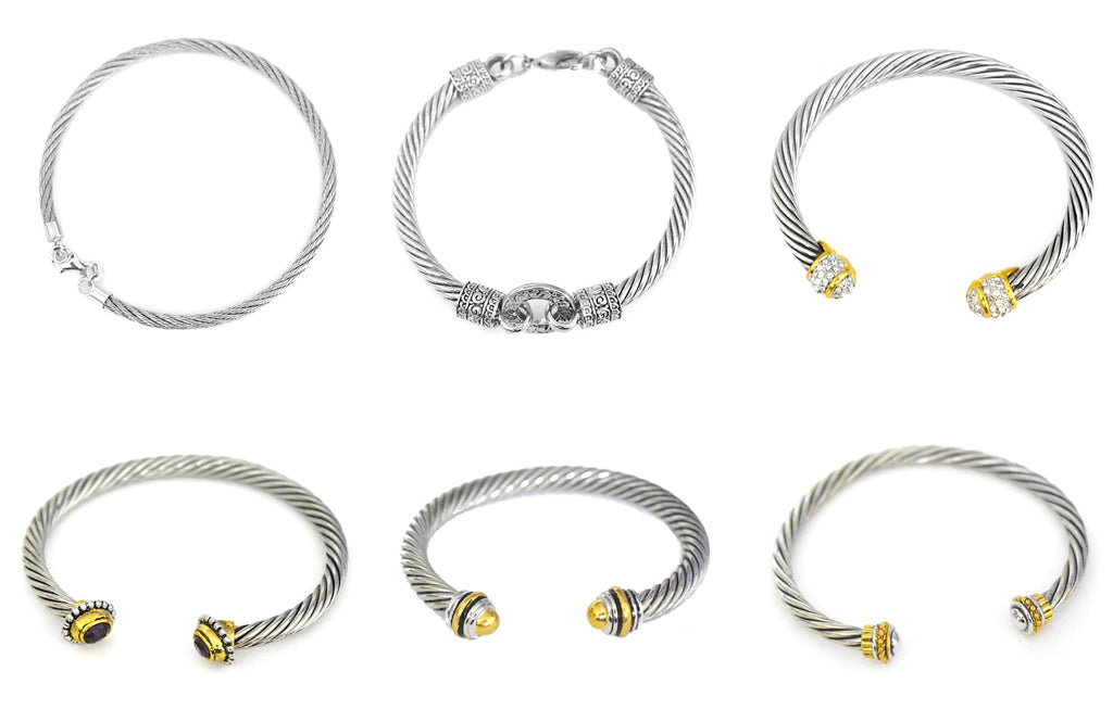 Elegant Two-Tone Stainless Steel Bangle Silver & Gold Color Jewelry