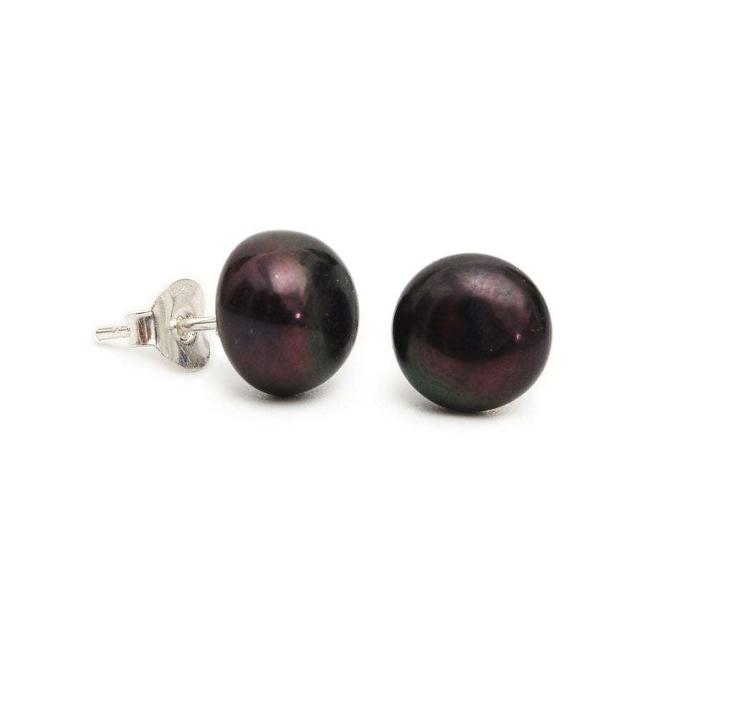 Genuine Pearl Earrings 92.5 Sterling Silver Round Pearl Stud Freshwater Pearls Jewlery For Women