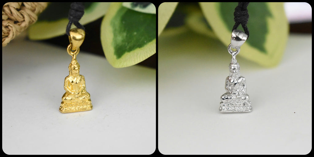 New Buddha Meditation Silver Gold Color Buddha Metal Charm Necklace Pendant Jewelry