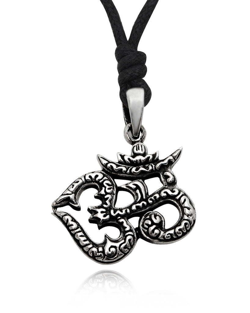 New Om Ohm Hindu Word Yoga Silver Pewter Charm Necklace Pendant Jewelry