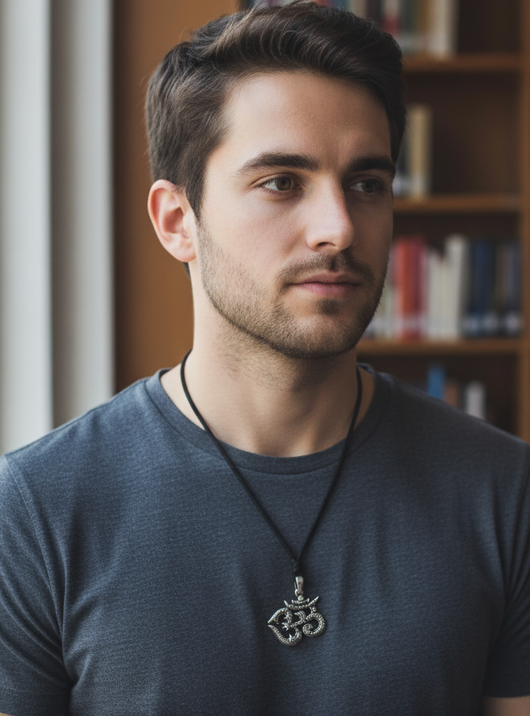 New Om Ohm Hindu Word Yoga Silver Pewter Charm Necklace Pendant Jewelry