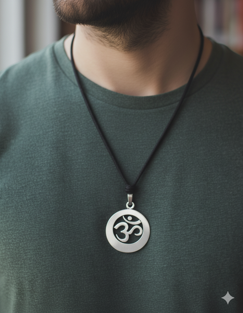 Trendy Hindu Om Ohm 92.5 Sterling Silver Pewter Brass Necklace Pendant Jewelry