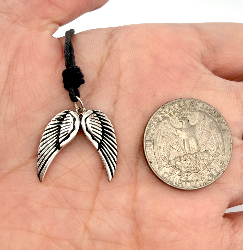 Pair Angel Wings 92.5 Sterling Silver Pewter Brass Necklace Pendant Jewelry