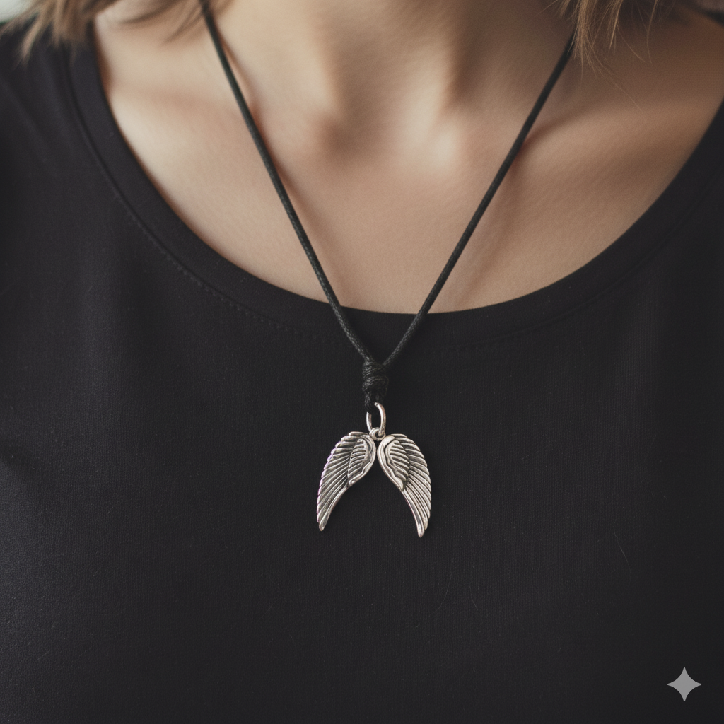 Pair Angel Wings 92.5 Sterling Silver Pewter Brass Necklace Pendant Jewelry