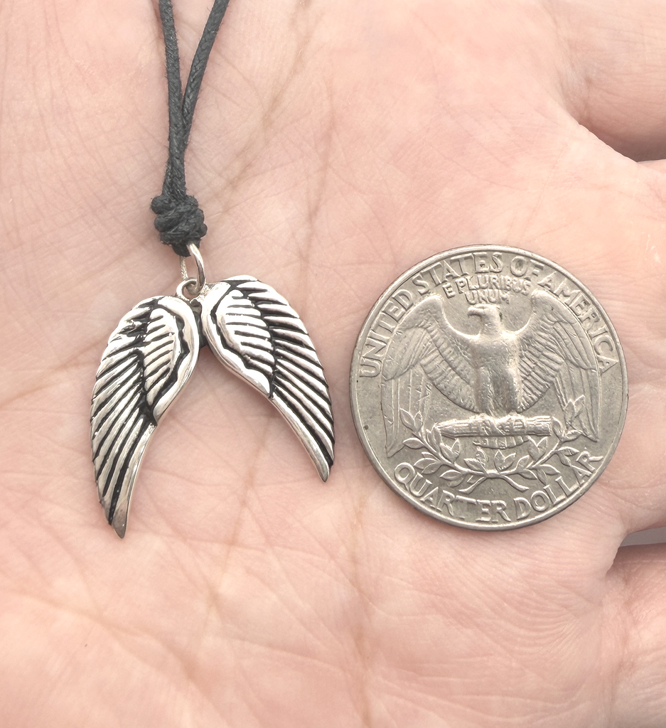 Pair Angel Wings 92.5 Sterling Silver Pewter Brass Necklace Pendant Jewelry