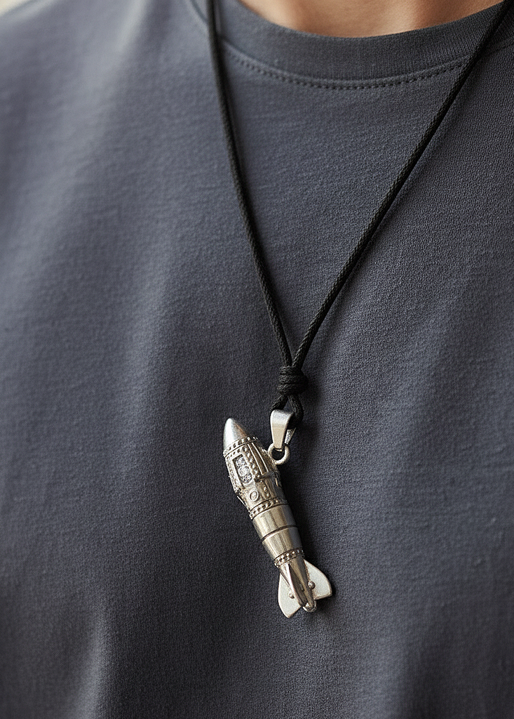 Missile Rocket Pendant Necklace 925 Sterling Silver/Pewter/ Brass - Military Aviation Jewelry