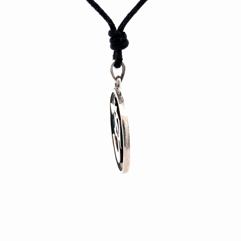 Fashionable Om Ohm Silver Pewter Charm Necklace Pendant Jewelry With Cotton Cord