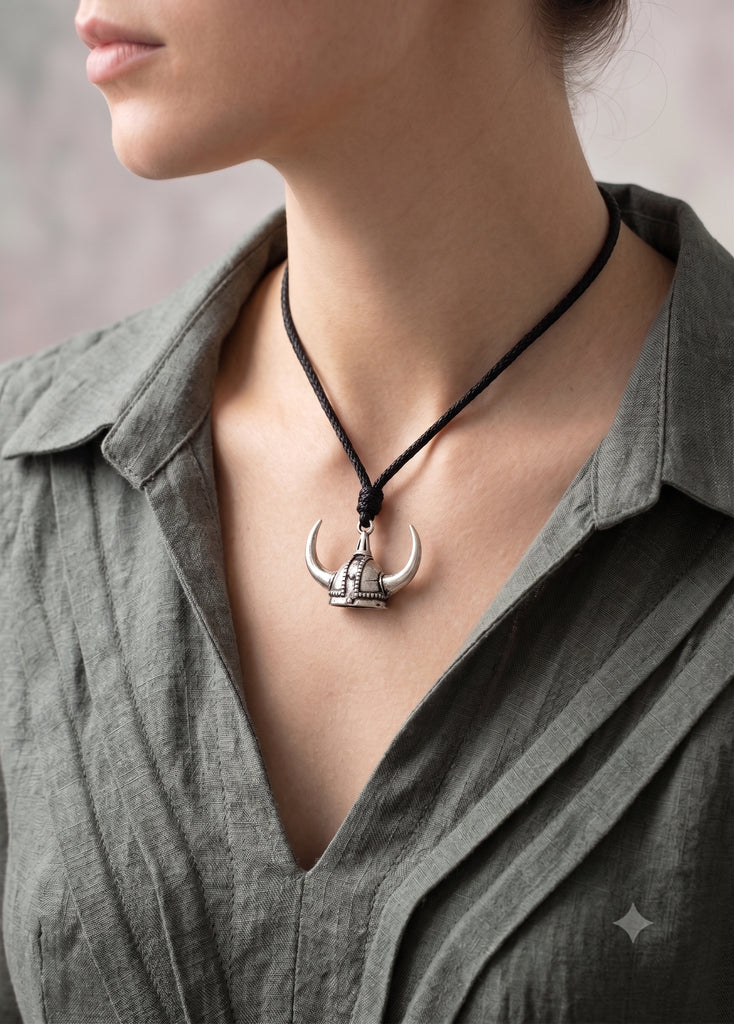 Viking Helmet Norway Sterling Silver Pewter Brass Charm Necklace Pendant Jewelry