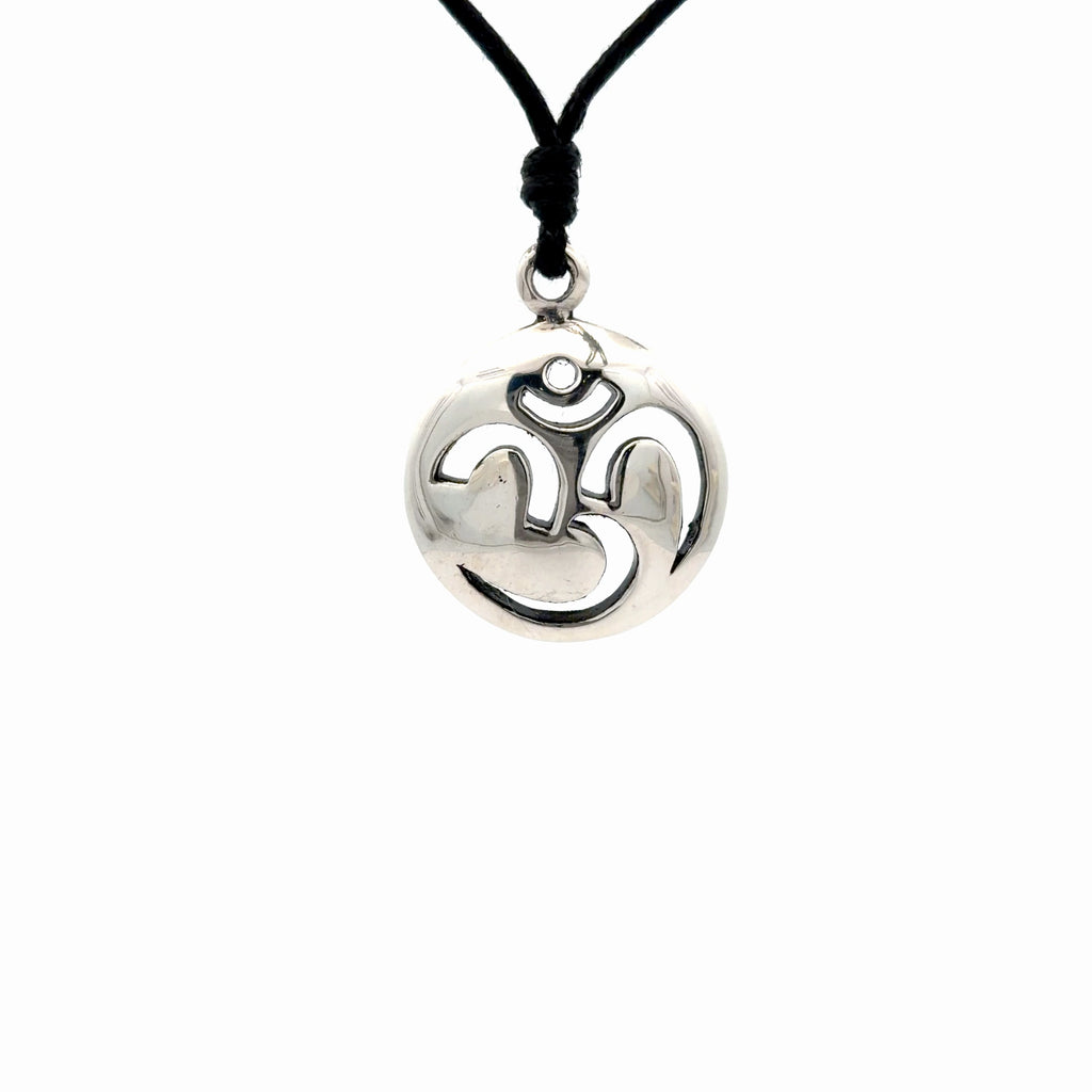 Large & Small Hindu Om Ohm 92.5 Sterling Silver Pewter Necklace Pendant Jewelry