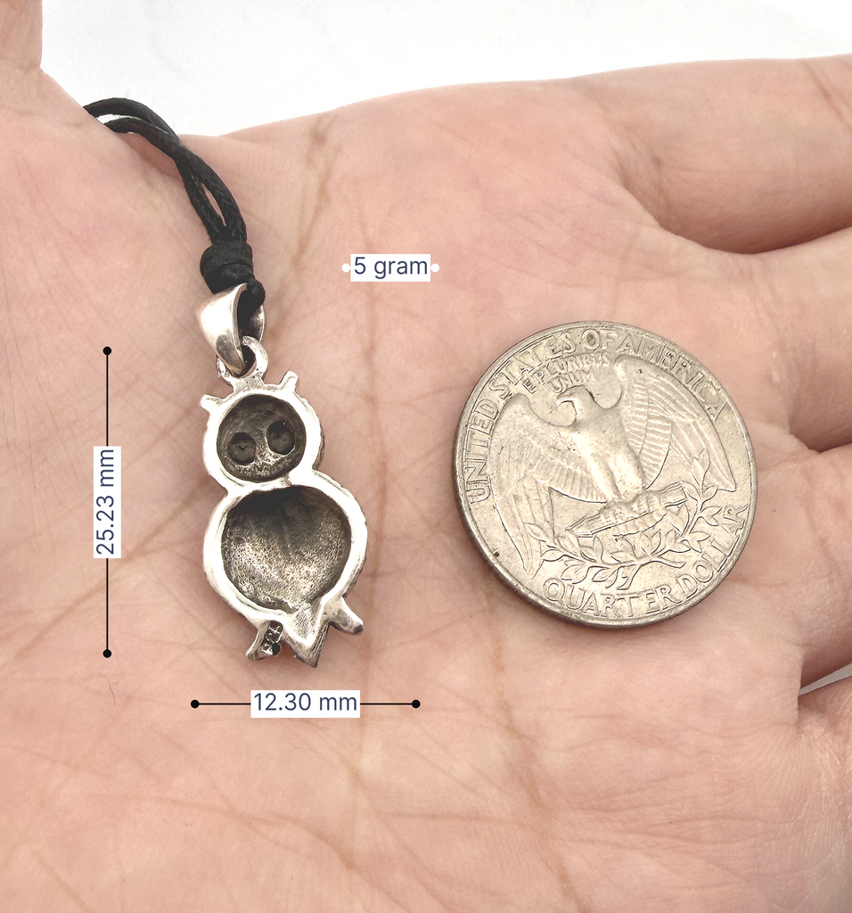 Unique Owl Bird Handmade 92.5 Sterling Silver Brass Pewter Necklace Pendant Jewelry
