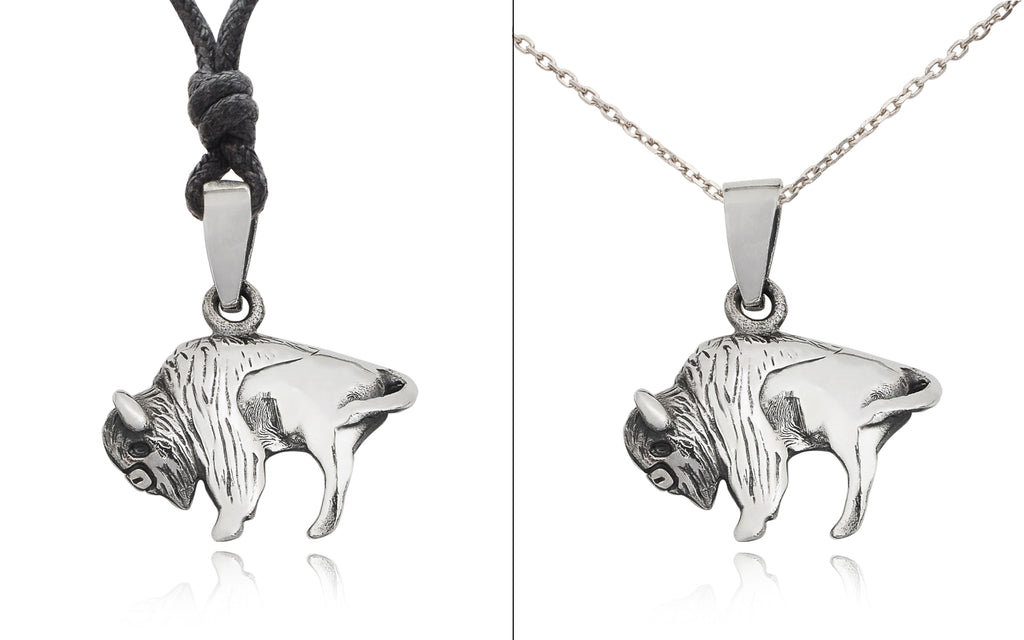 Bison Buffalo Sterling Silver Pewter Gold Brass Charm Necklace Pendant Jewelry
