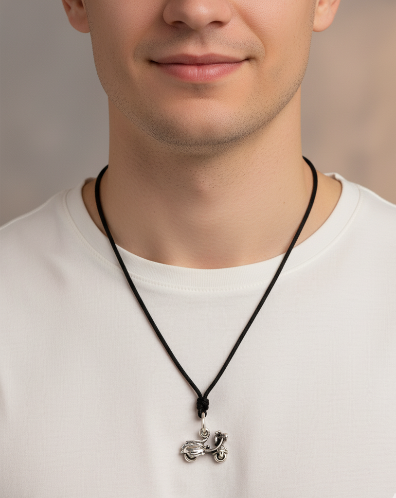 Classic Vintage Vespa Scooter 92.5 Sterling Silver Gold Brass Charm Necklace Pendant Jewelry