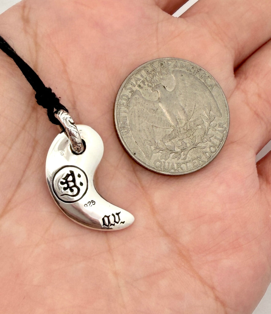 Yin Yang Japanese 92.5 Sterling Silver Gold Brass Charm Necklace Pendant Jewelry