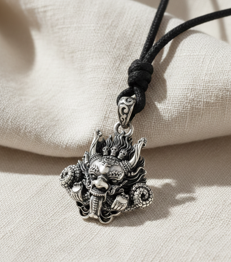 Japanese Hannya Mask 92.5 Sterling Silver Pewter Brass Necklace Pendent Jewelry