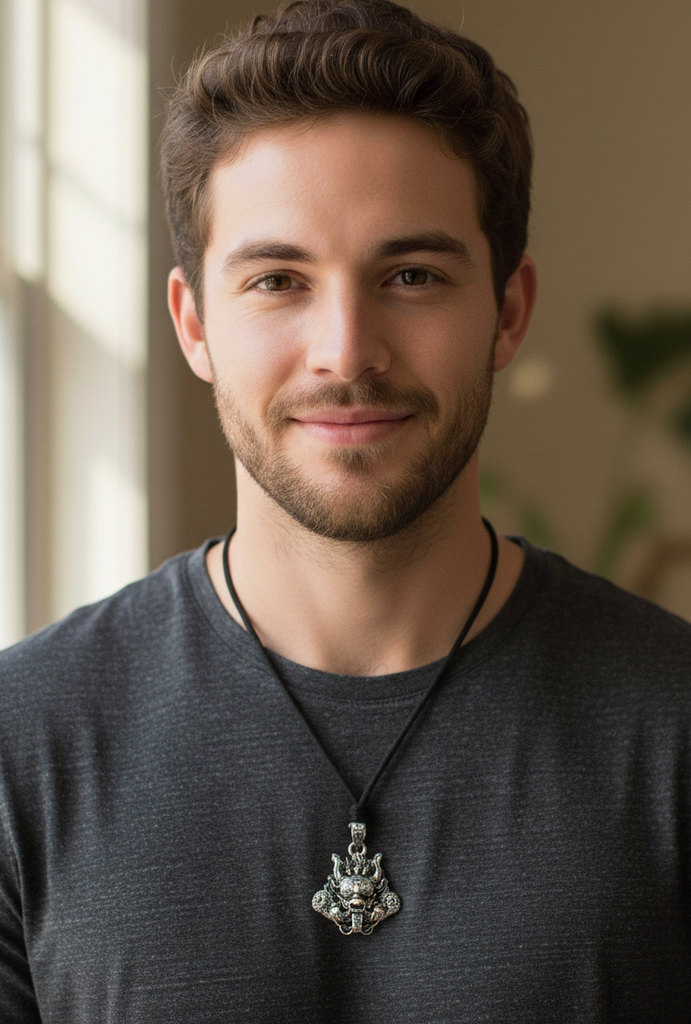 Japanese Hannya Mask 92.5 Sterling Silver Pewter Brass Necklace Pendent Jewelry