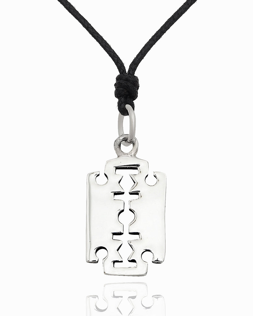 Razor Steam Punk Emo Gothic Sterling Silver Brass Pewter Necklace Pendant Jewelry