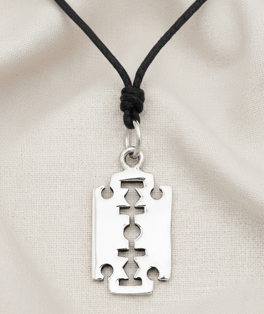 Razor Steam Punk Emo Gothic Sterling Silver Brass Pewter Necklace Pendant Jewelry