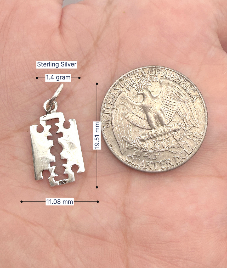 Razor Steam Punk Emo Gothic Sterling Silver Brass Pewter Necklace Pendant Jewelry