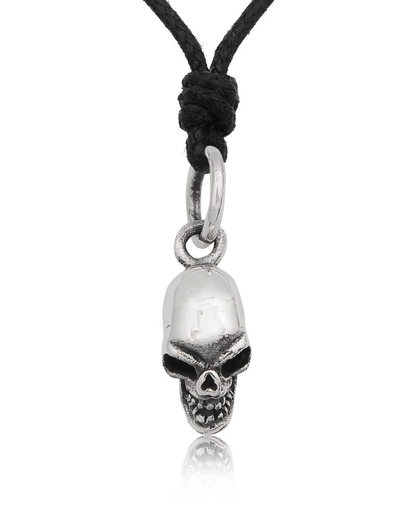 Mini Skull Head 92.5 Sterling Silver Brass Necklace Pendant Jewelry