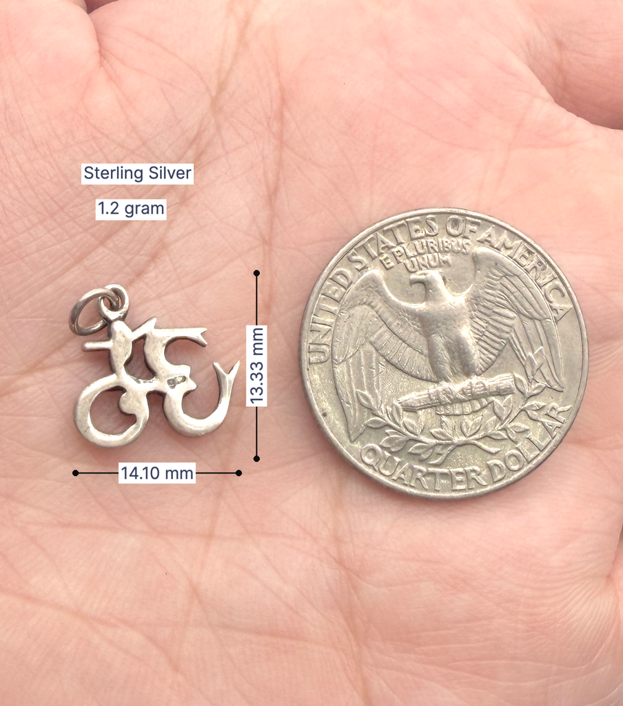 Lovely Hindu Word Om Ohm 92.5 Sterling Silver Pewter Brass Necklace Pendant Jewelry