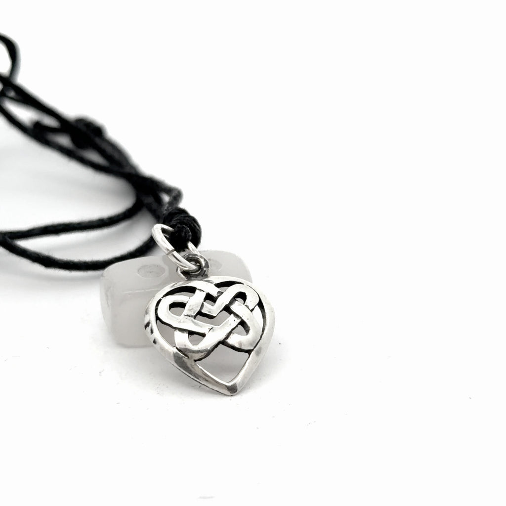 Handmade Celtic Heart Knot Silver Pewter Silver Charm Necklace Pendant Jewelry