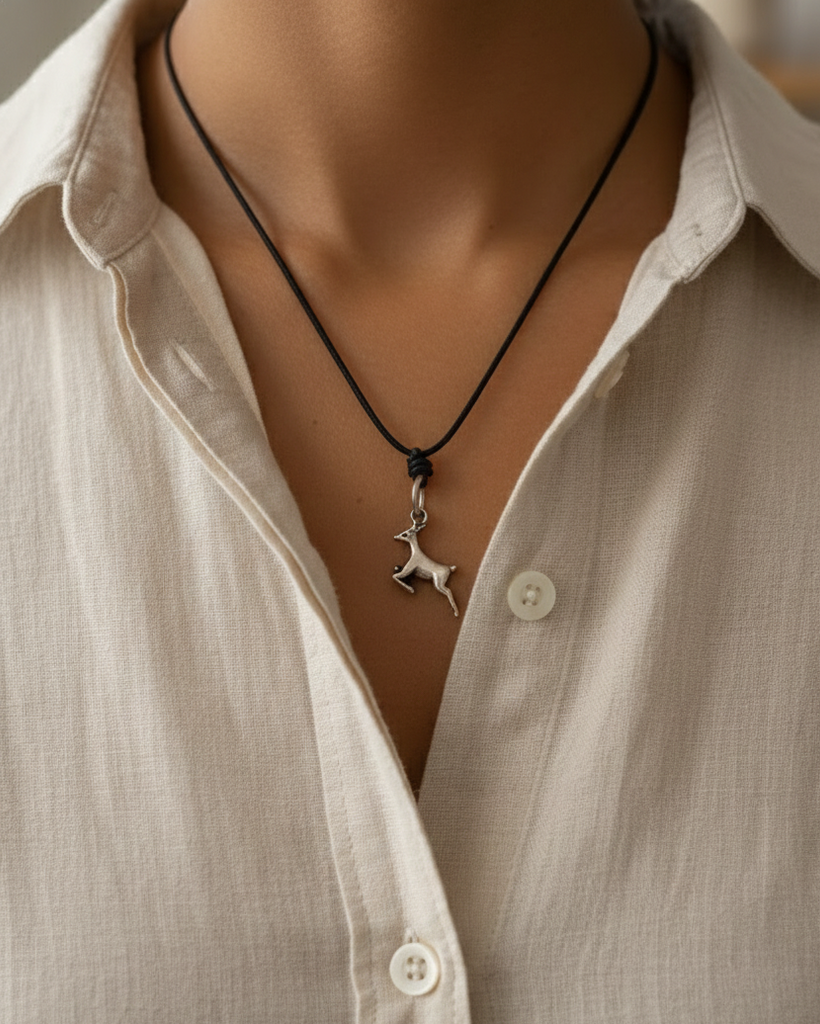 Deer 92.5 Sterling Silver Gold Brass Charm Necklace Pendant Jewelry