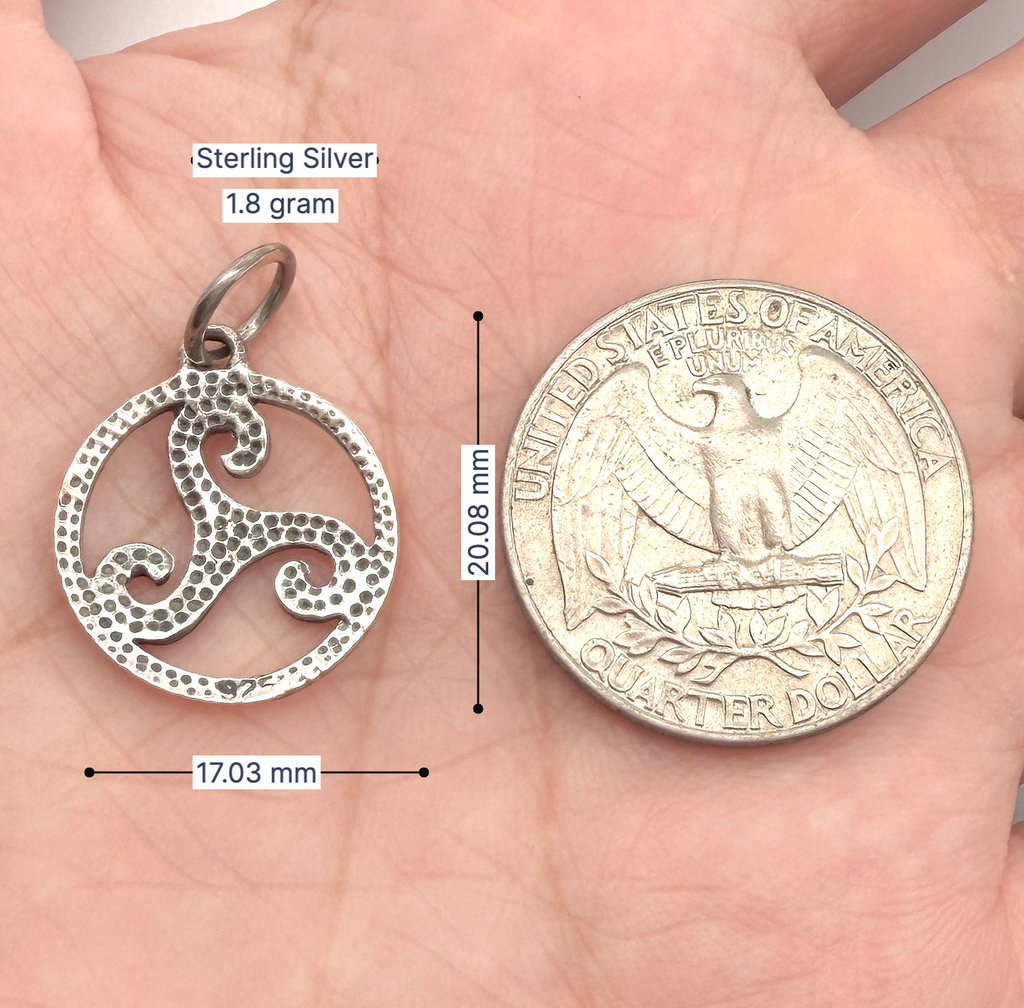 Trilogy Triquetra Wave 92.5 Sterling Silver Gold Brass Necklace Pendant Jewelry