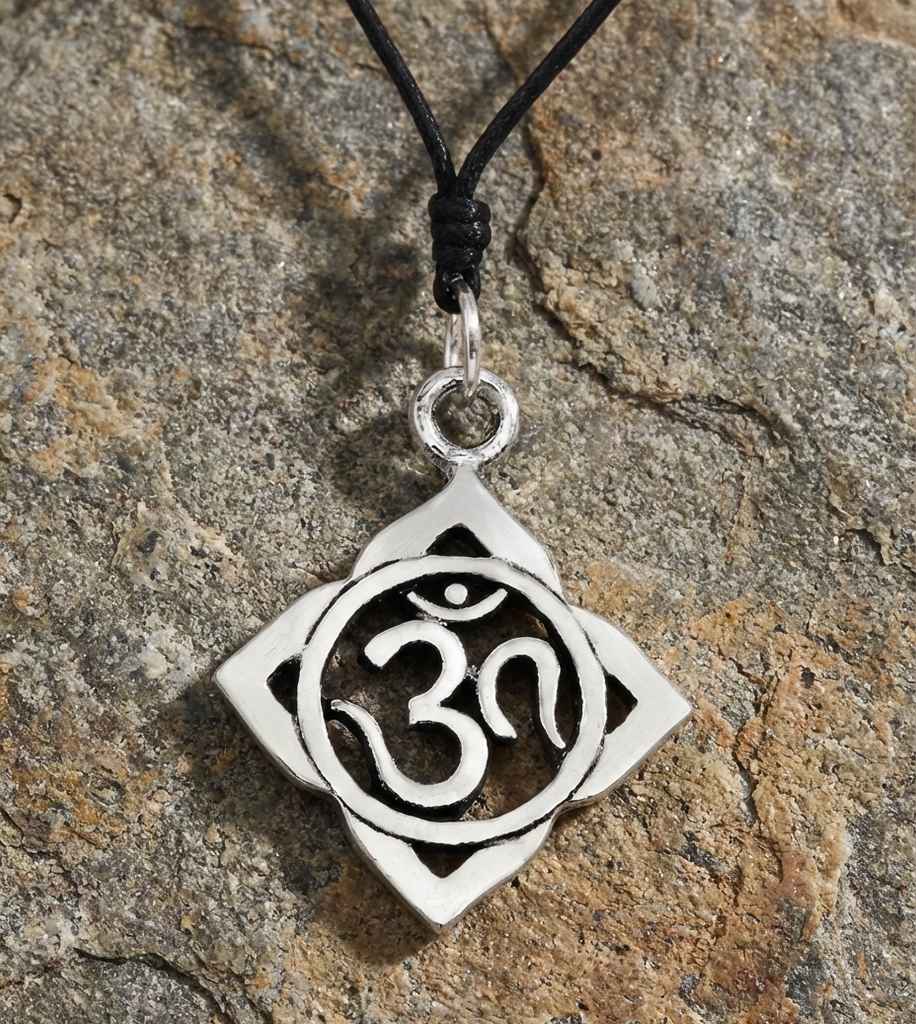 Trendy Hindu Word Om Ohm 92.5 Sterling Silver Pewter Brass Necklace Pendant Jewelry