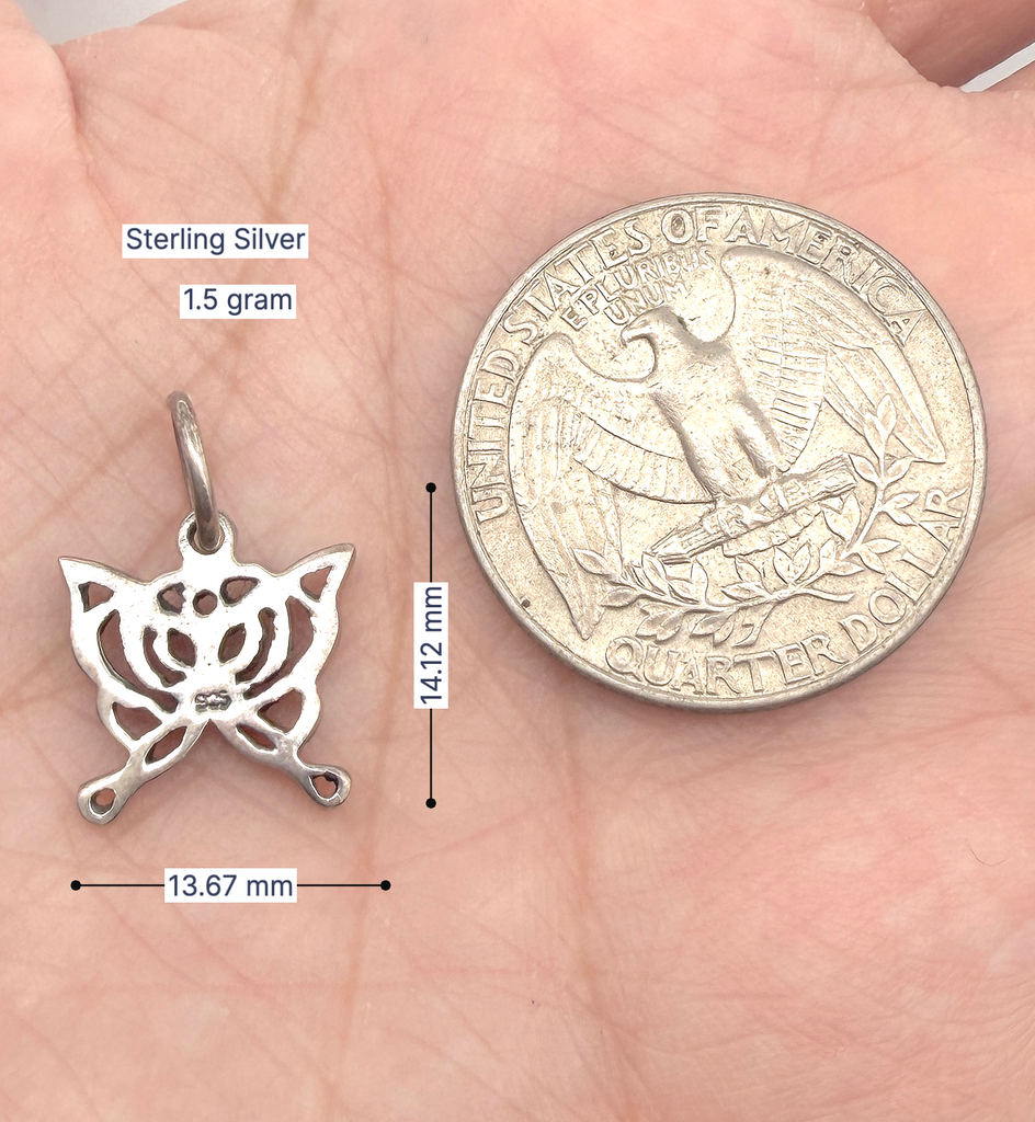 Lovely Butterfly Sterling-silver Pewter Brass Charm Necklace Pendant Jewelry