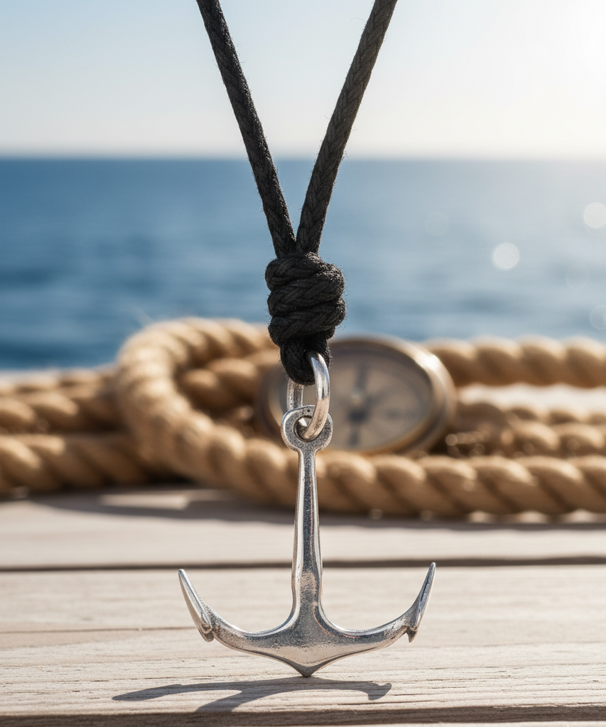 Anchor Ship Boat Pewter Sterling-silver Brass Charm Necklace Pendant Jewelry