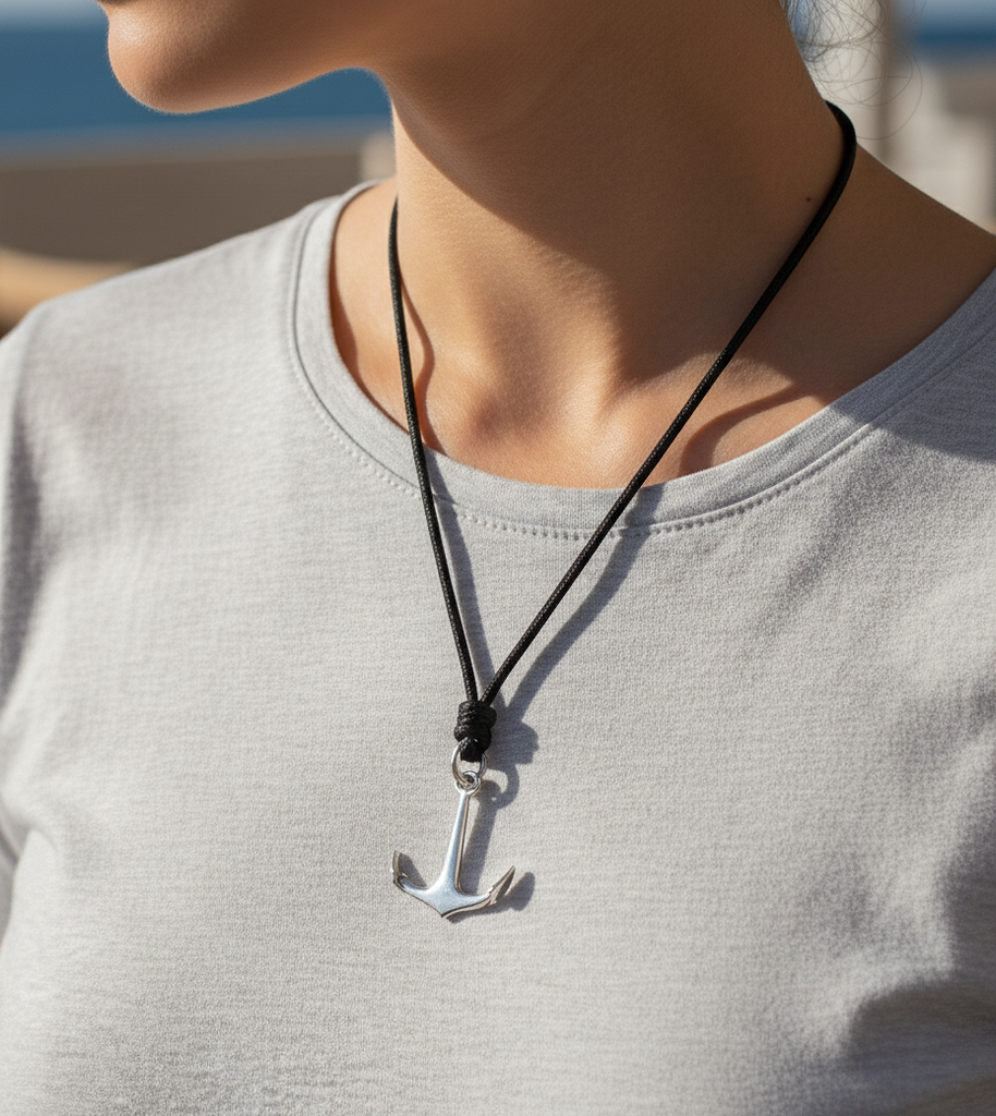 Anchor Ship Boat Pewter Sterling-silver Brass Charm Necklace Pendant Jewelry