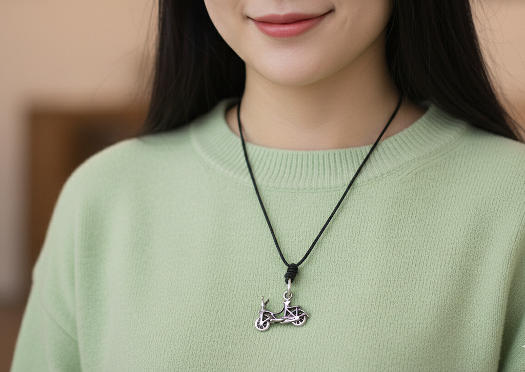 Bicycle Bike 92.5 Sterling Silver Gold Brass Charm Necklace Pendant Jewelry