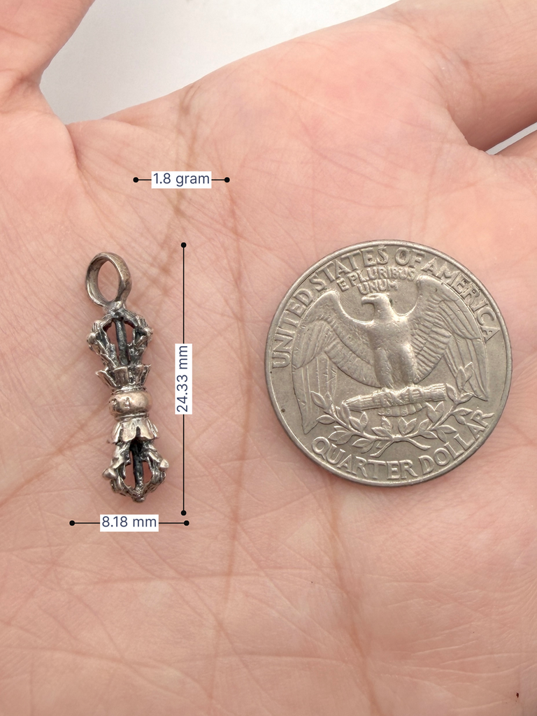 Tibet Amulet 92.5 Sterling Silver Gold Brass Charm Necklace Pendant Jewelry