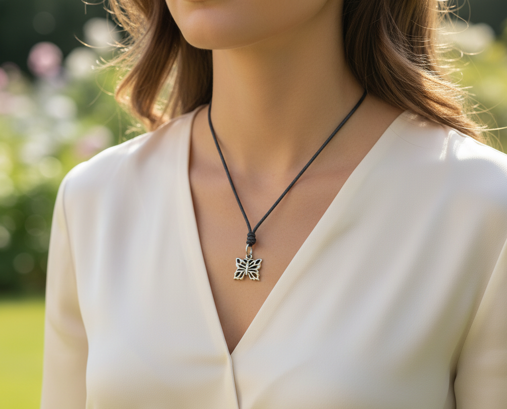 Lovely Butterfly Insect Sterling-silver Pewter Brass Necklace Pendant Jewelry