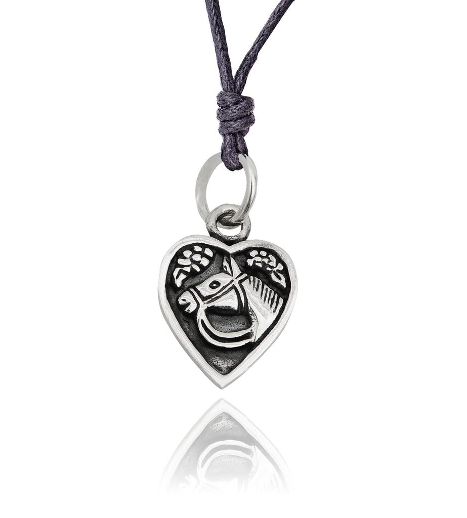 New Horse Heart Love Silver Pewter Charm Necklace Pendant Jewelry
