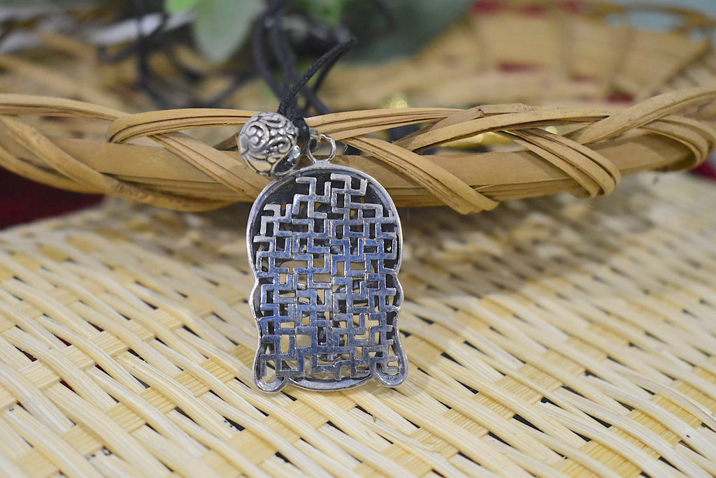 Tibetan Buddhist Buddha Head Sterling-silver Brass Charm Necklace Pendant Jewelry