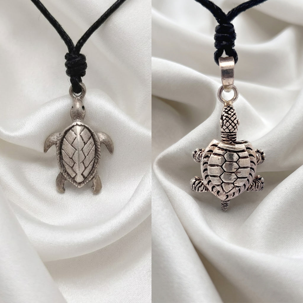 Turtle Tortoise Wildlife 92.5 Sterling Silver Gold Brass Necklace Pendant