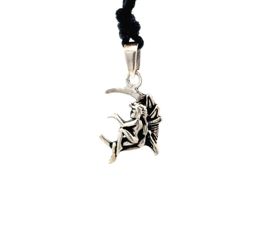 Fairy Moon Woman 92.5 Sterling Silver Gold Brass Charm Necklace Pendant Jewelry