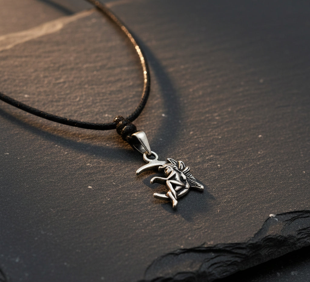 Fairy Moon Woman 92.5 Sterling Silver Gold Brass Charm Necklace Pendant Jewelry
