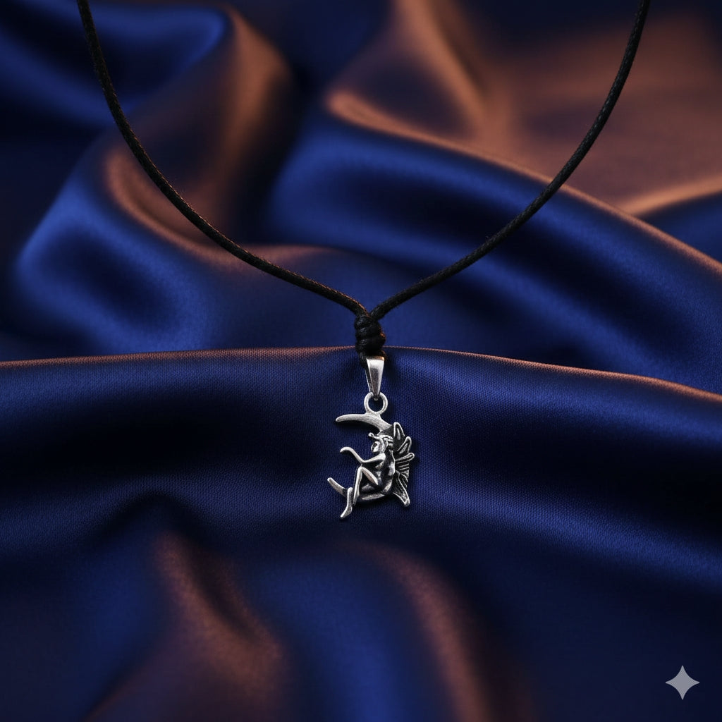 Fairy Moon Woman 92.5 Sterling Silver Gold Brass Charm Necklace Pendant Jewelry