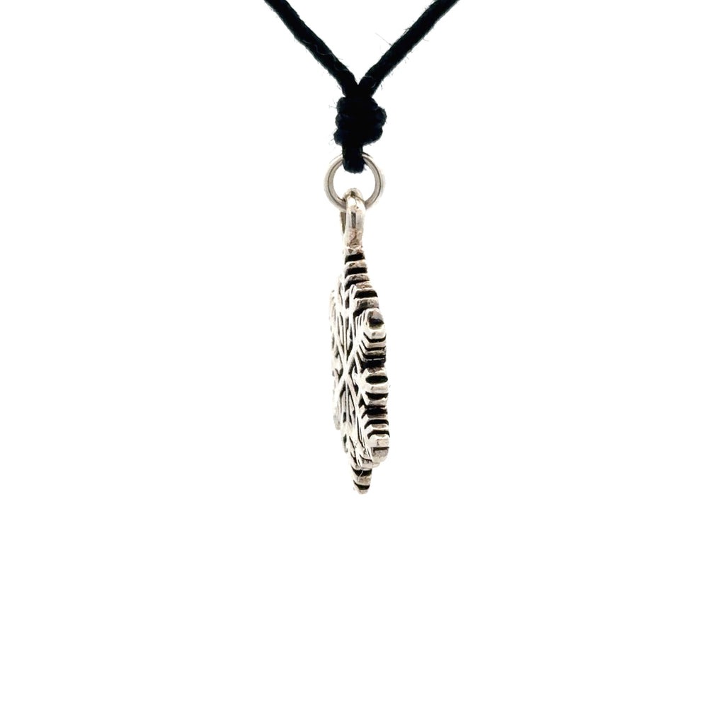 Snow Flake Winter Handmade 92.5 Sterling Silver Brass Necklace Pendant Jewelry
