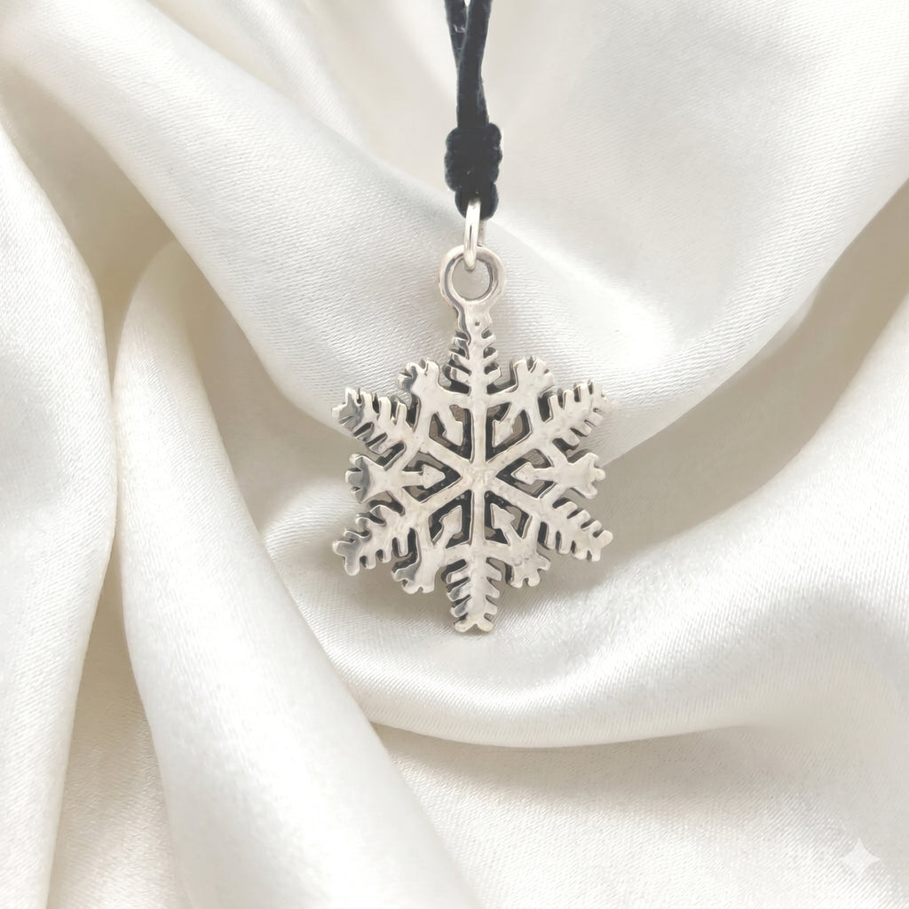 Snow Flake Winter Handmade 92.5 Sterling Silver Brass Necklace Pendant Jewelry